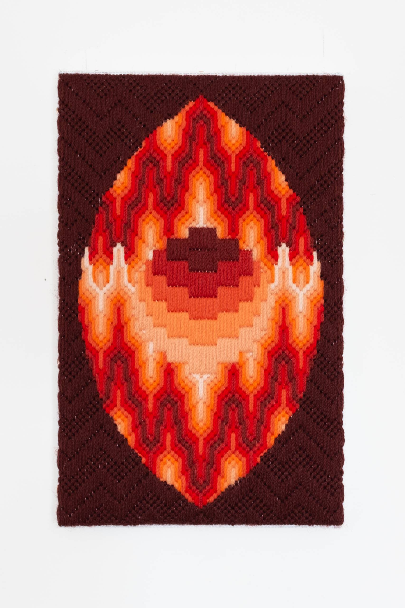 A year in retrograde [Mars], Hand-embroidered wool on canvas over panel, 2020