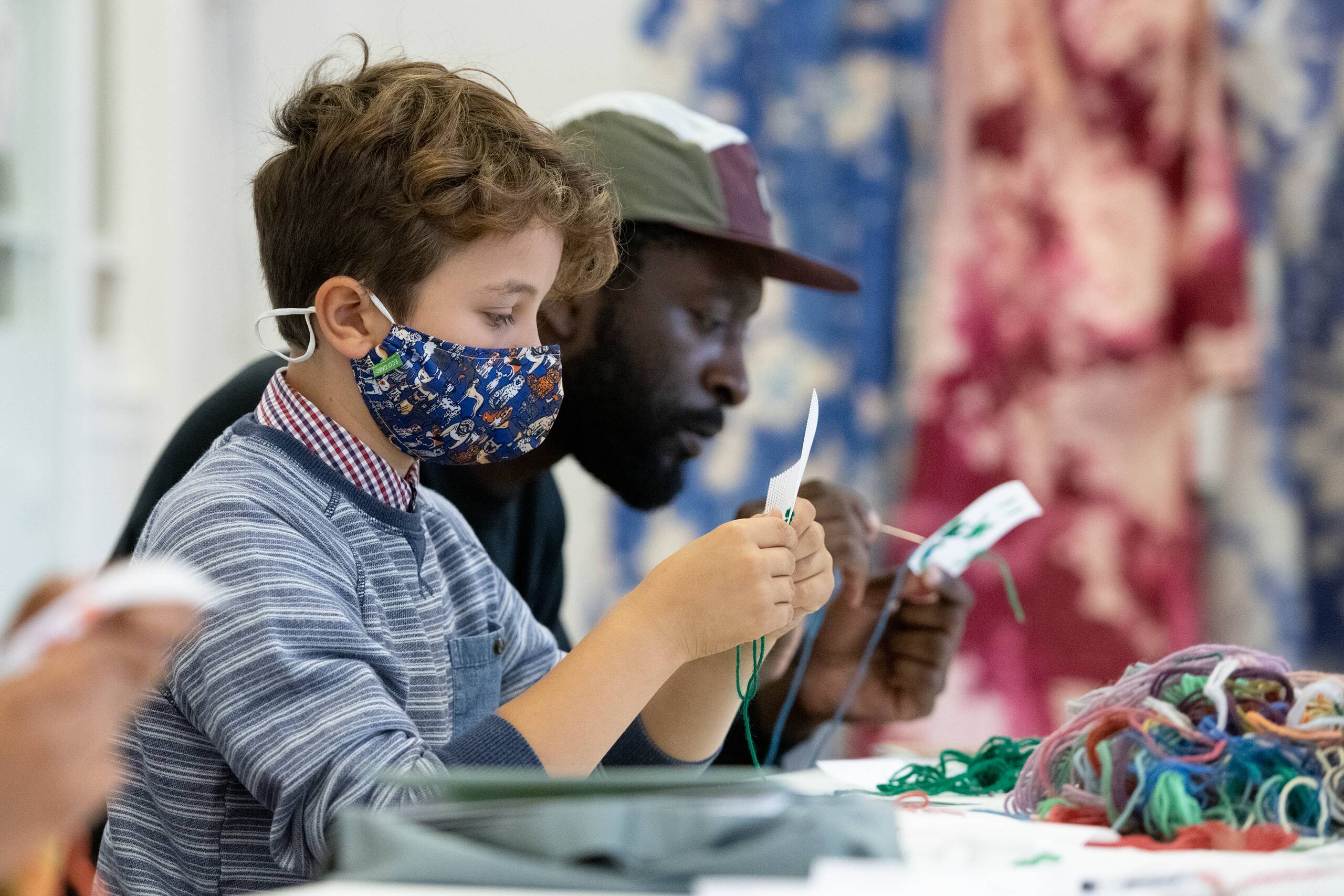 Family drop-in workshops, Series of 4 drop-in bargello workshops for all ages held at SPACE studios, London UK, 2021-22