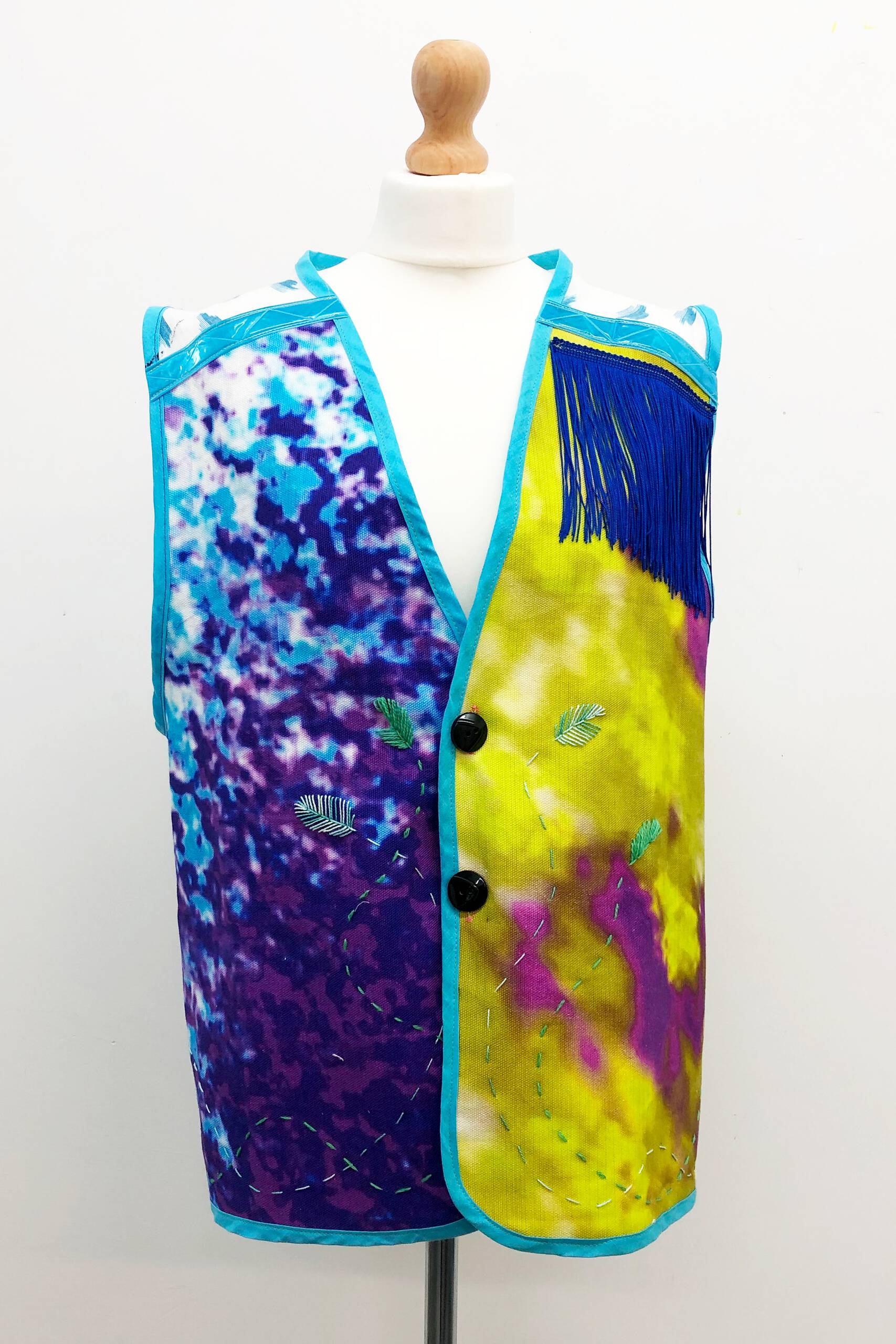 Fruits of Origin [biriba] (collaboration with Goia Mujalli), Fabric, acrylic paint, hand-embroidery on hand-sewn garment, 2019