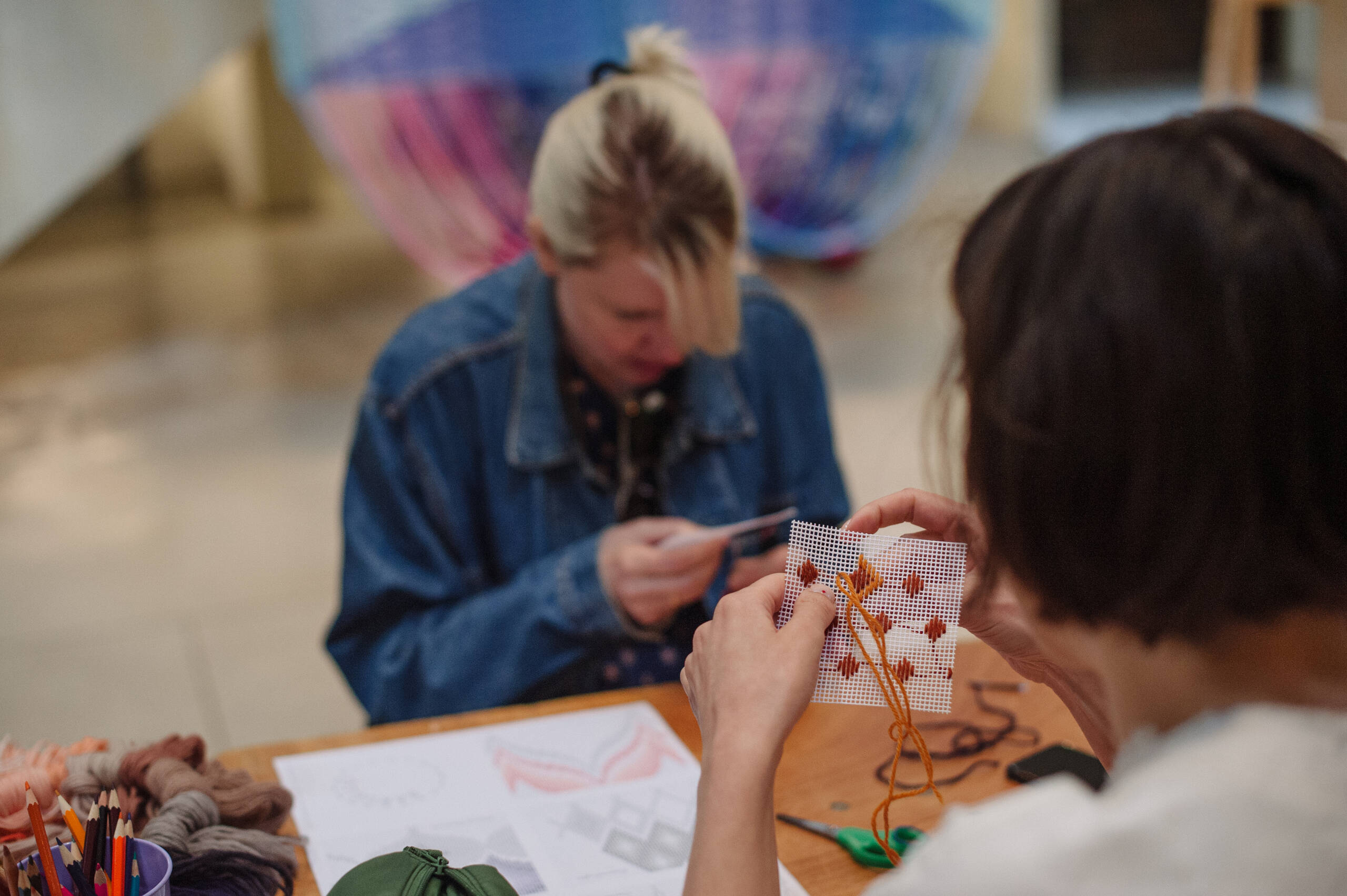 Memory Garden [workshop], Drop-in bargello workshop held at Garden Museum, London, 2023