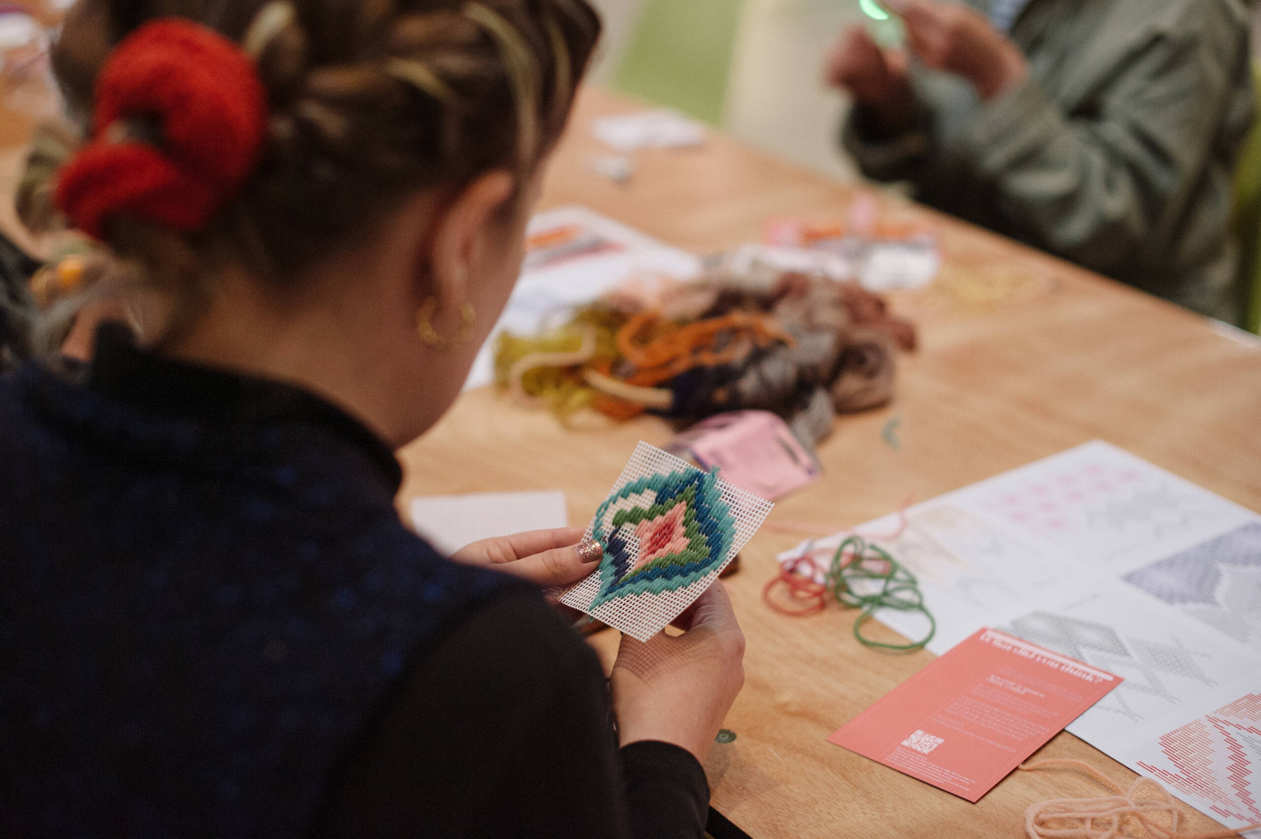 Memory Garden [workshop], Drop-in bargello workshop held at Garden Museum, London, 2023